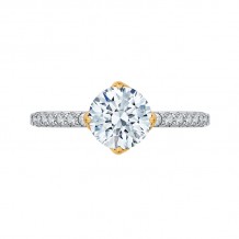 Shah Luxury 14K Two-Tone Gold Round Diamond Floral Engagement Ring (Semi-Mount)