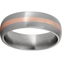 Titanium Domed Band with a 2mm 14K Rose Gold Inlay and Satin Finish