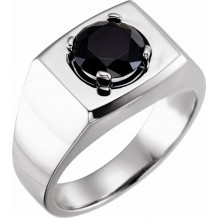 14K White Onyx Solitaire Ring