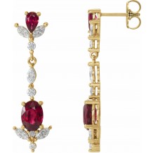 14K Yellow Ruby & 3/4 CTW Diamond Dangle Earrings