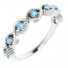 14K White Aquamarine Stackable Ring