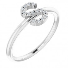 14K White .07 CTW Diamond Initial S Ring