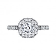 Shah Luxury 14K White Gold Cushion Diamond Halo Engagement Ring (Semi-Mount)