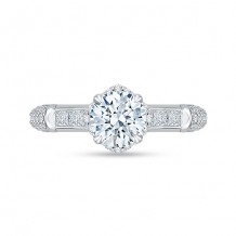 Shah Luxury 18k White Gold Diamond Carizza Semi Mount Engagement Ring fit Round Center