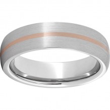 Serinium Domed Band with a 1mm 14K Rose Gold Inlay