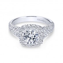 Gabriel & Co. 14k White Gold Contemporary Halo Engagement Ring