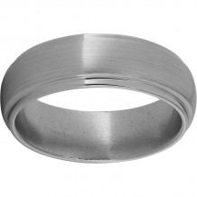 Titanium Domed Grooved Edge Band with Satin Finish