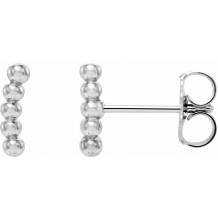 14K White 8.3x1.9 mm Curved Beaded Earrings