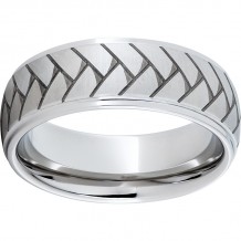 Serinium Domed Grooved Edge Band with Weave Laser Engraving