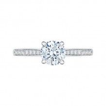 Shah Luxury 14K White Gold Round Diamond Solitaire with Accents Engagement Ring (Semi-Mount)