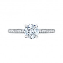 Shah Luxury 14K White Gold Round Diamond Solitaire with Accents Engagement Ring (Semi-Mount)