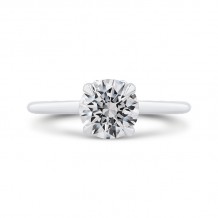 Shah Luxury 14K White Gold Round Cut Diamond Solitaire Plus Engagement Ring (Semi-Mount)