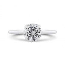 Shah Luxury 14K White Gold Round Cut Diamond Solitaire Plus Engagement Ring (Semi-Mount)