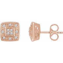 14K Rose 1/10 CTW Diamond Cluster Earrings