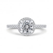 Shah Luxury Round Diamond Halo Engagement Ring In 14K White Gold (Semi-Mount)