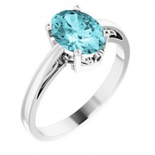 14K White Blue Zircon Ring