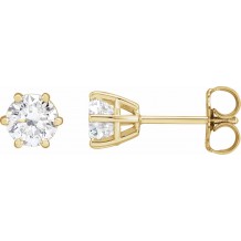 14K Yellow 5 mm SI2-SI3 1 CTW Diamond 6-Prong Wire Basket Earrings