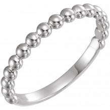 14K White Stackable Beaded Ring