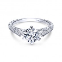 Gabriel & Co. 14k White Gold Victorian Straight Engagement Ring