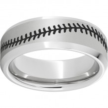 Serinium Beveled Edge Band with Laser Satin and Laser Baseball Finish