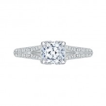 Shah Luxury 14K White Gold Cushion Cut Diamond Engagement Ring with Split Shank (Semi-Mount)
