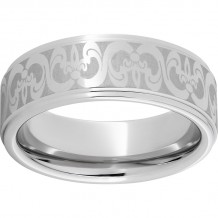 Serinium Flat Grooved Edge Band with Fleur De Lis Laser Engraving