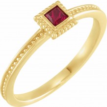 14K Yellow Ruby Stackable Family Ring