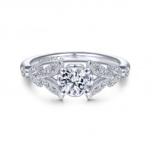 Gabriel & Co. 14k White Gold Victorian Split Shank Engagement Ring