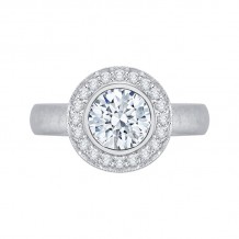 Shah Luxury 14K White Gold Round Diamond Halo Engagement Ring (Semi-Mount)