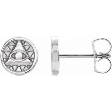 14K White Eye of Providence Earrings