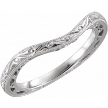 14K White Design-Engraved Band