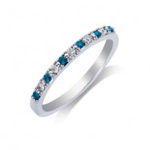 14K White Gold 0.17ct White & Blue Diamond Women's Wedding Band