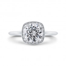 Shah Luxury 14K White Gold Diamond Halo Engagement Ring (Semi-Mount)