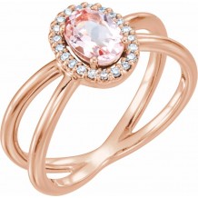 14K Rose Morganite & .08 CTW Diamond Ring