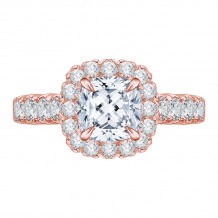 Shah Luxury 14K Rose Gold Cushion Cut Diamond Halo Engagement Ring (Semi-Mount)