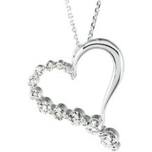 14K White 1 CTW Diamond Journey Heart 18 Necklace