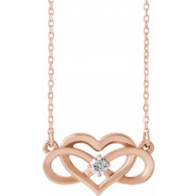 14K Rose 1/10 CTW Diamond Infinity-Inspired Heart 16-18 Necklace
