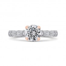 Shah Luxury 14K Two-Tone Gold Round Diamond Engagement Ring (Semi-Mount)