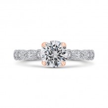 Shah Luxury 14K Two-Tone Gold Round Diamond Engagement Ring (Semi-Mount)