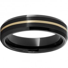 Black Diamond Ceramic Beveled Edge Band with a 1mm 18K Yellow Gold Inlay