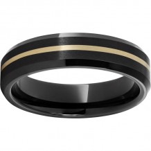 Black Diamond Ceramic Beveled Edge Band with a 1mm 18K Yellow Gold Inlay