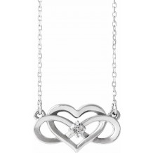 14K White 1/10 CTW Diamond Infinity-Inspired Heart 16-18 Necklace