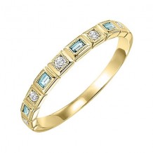Gems One 14Kt Yellow Gold Diamond (1/12Ctw) & Aquamarine (1/10 Ctw) Ring
