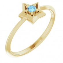 14K Yellow 3 mm Round March Youth Star Birthstone Ring
