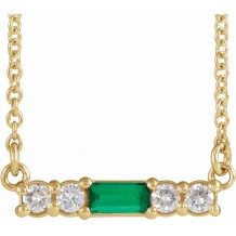 14K Yellow Emerald & 1/5 CTW Diamond 18 Necklace