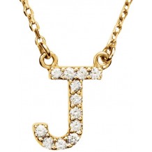 14K Yellow Initial J 1/8 CTW Diamond 16 Necklace