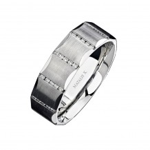 14k White Gold Channel Round Diamond Men's Band