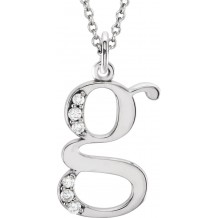 14K White .03 CTW Diamond Lowercase Initial g 16 Necklace
