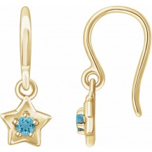 14K Yellow 3 mm Round March Youth Star Birthstone Earrings