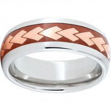 Serinium Domed Band with Copper Inlay and Arrow Laser Engraving